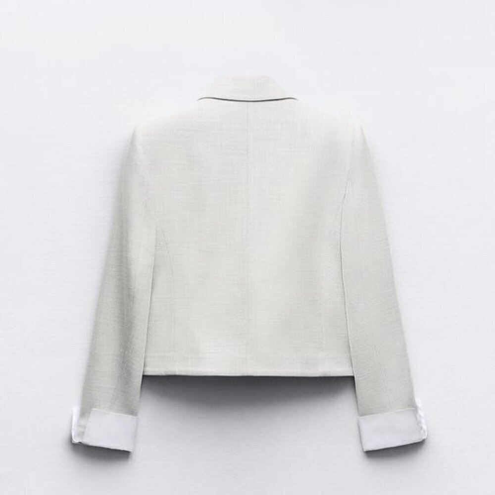 ZARA DOUBLE BREASTED CROPPED BLAZER - Picture 7 of 9